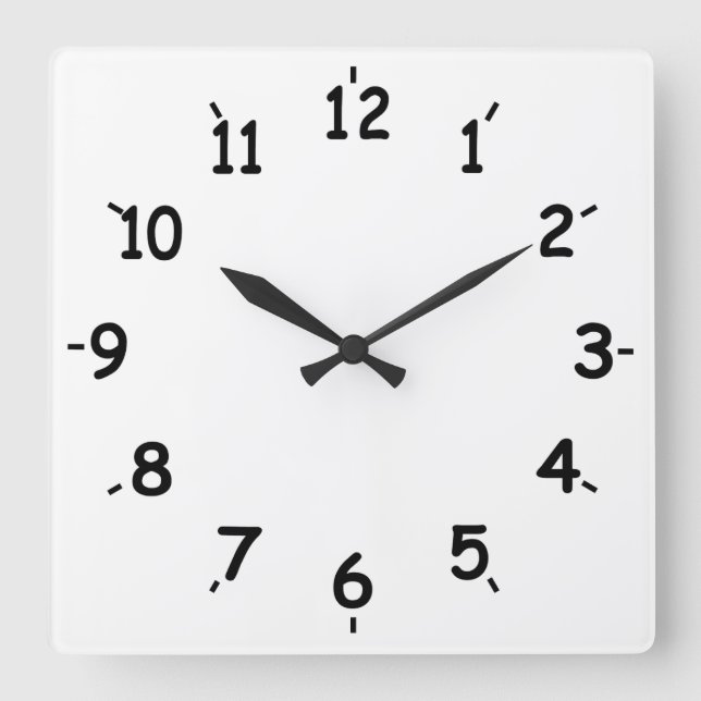 Simply Black And White Square Wall Clock (Front)