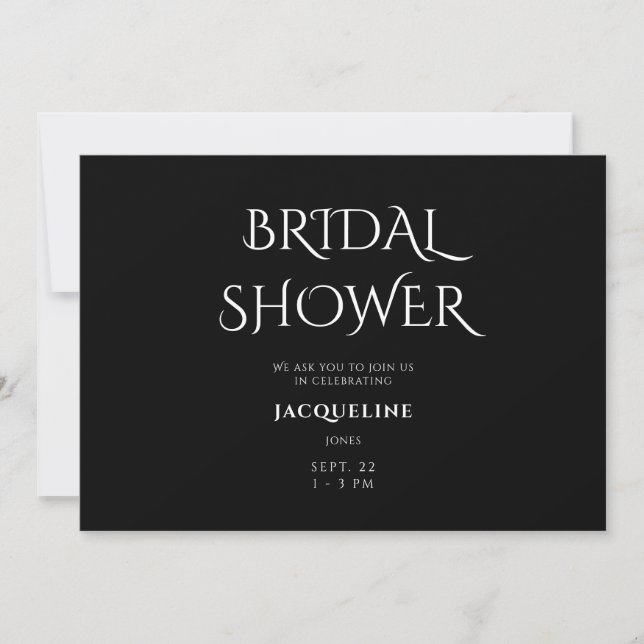 Simply Black Bridal Shower Invitation (Front)
