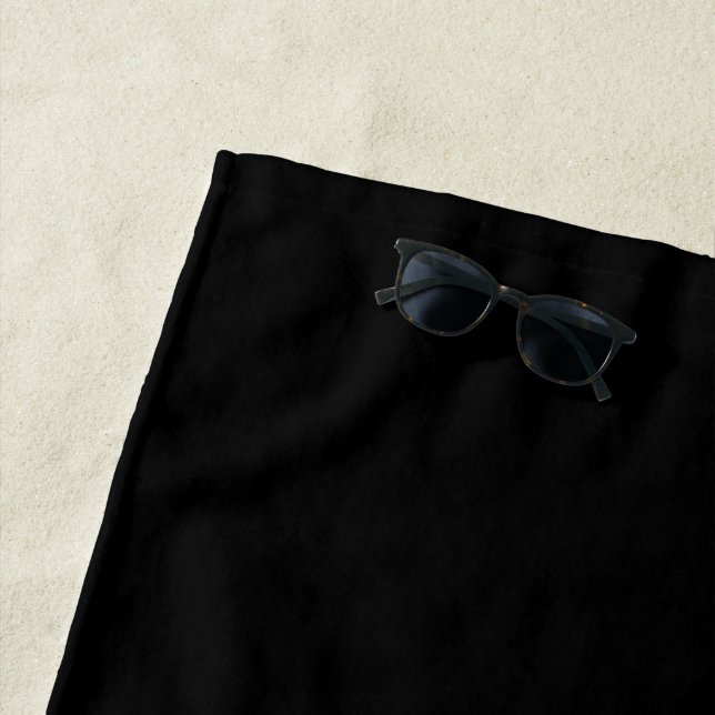 Simply Black Solid Colour Customise It Beach Towel (In Situ)