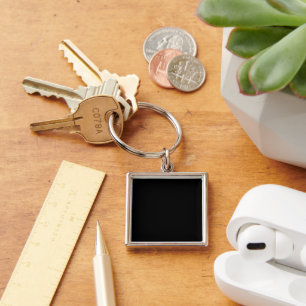 Simply Black Solid Colour Customise It Key Ring