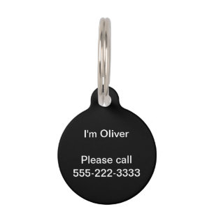 Simply Black Solid Colour Customise It Pet Tag