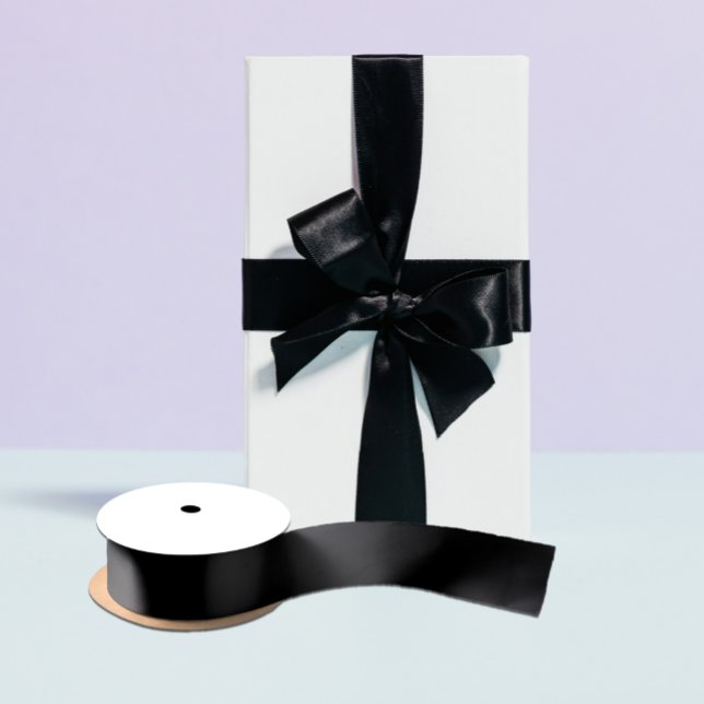 Simply Black Solid Colour Customise It Satin Ribbon (Creator Uploaded)