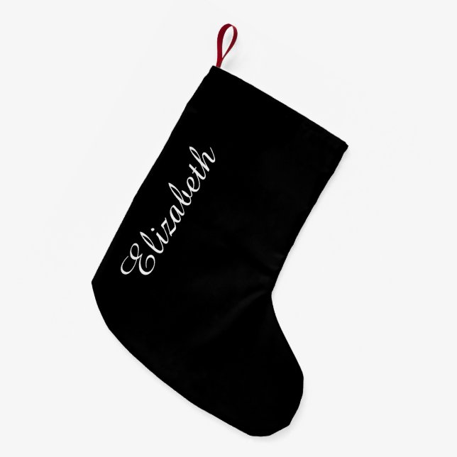 Simply Black Solid Colour Customise It Small Christmas Stocking (Front (Hanging))