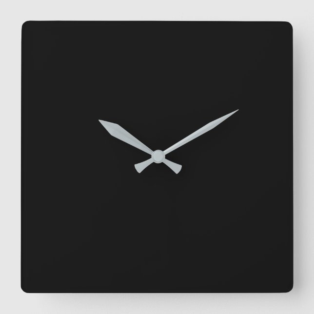Simply Black Solid Colour Customise It Square Wall Clock (Front)