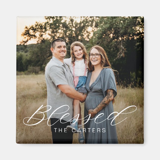Simply Blessed Personalised Photo Magnet (Front)