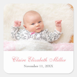 Simply Blessed Photo Name Date - Square Sticker