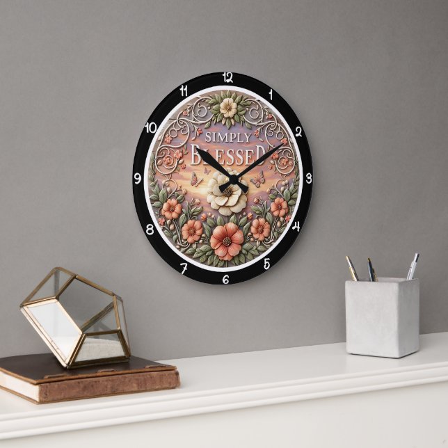 Simply Blessed Sunset Garden Large Clock (Office)