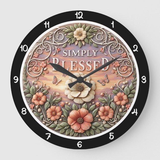 Simply Blessed Sunset Garden Large Clock (Front)