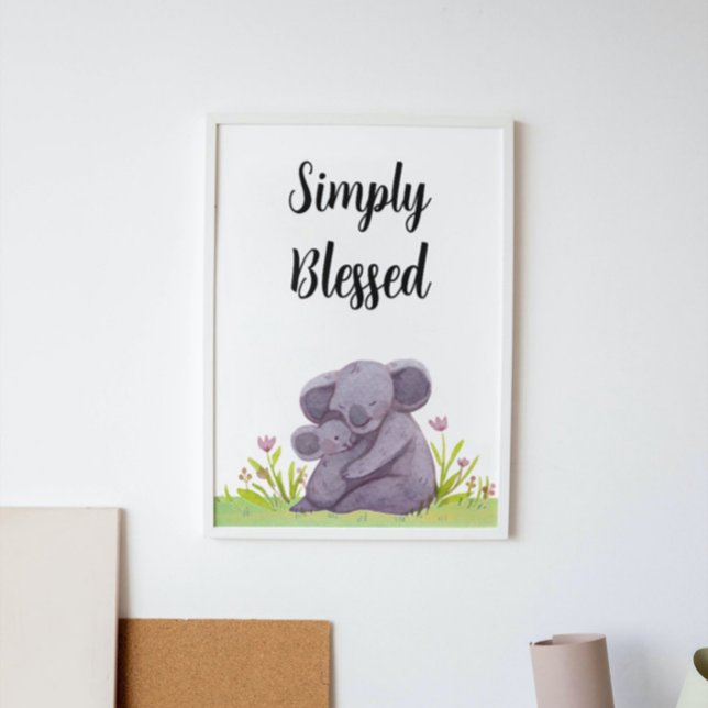 Simply Blessed Watercolor Koala Bear Nursery  Poster (Creator Uploaded)