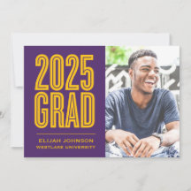 SIMPLY BOLD 2025 GRAD PHOTO GRADUATION INVITATION