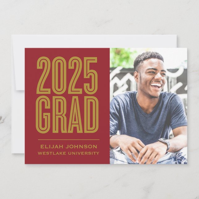 SIMPLY BOLD 2025 GRAD PHOTO GRADUATION INVITATION (Front)
