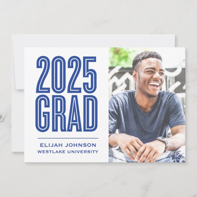 SIMPLY BOLD 2025 GRAD PHOTO GRADUATION INVITATION (Front)