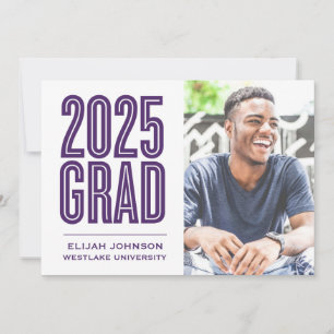 SIMPLY BOLD 2025 GRAD PHOTO GRADUATION INVITATION