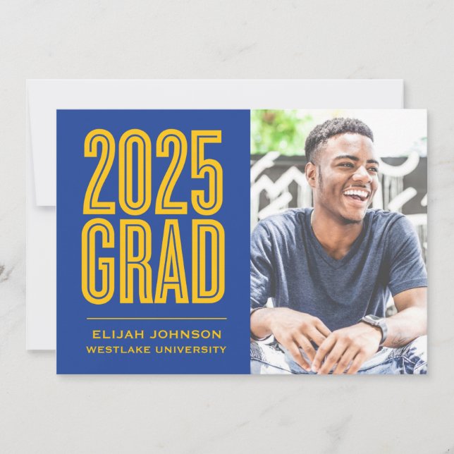 SIMPLY BOLD 2025 GRAD PHOTO GRADUATION INVITATION (Front)