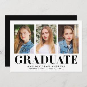 Simply Bold Black and White Graduation Party Invitation