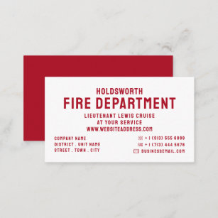 Simply Bold, Firefighter Business Card