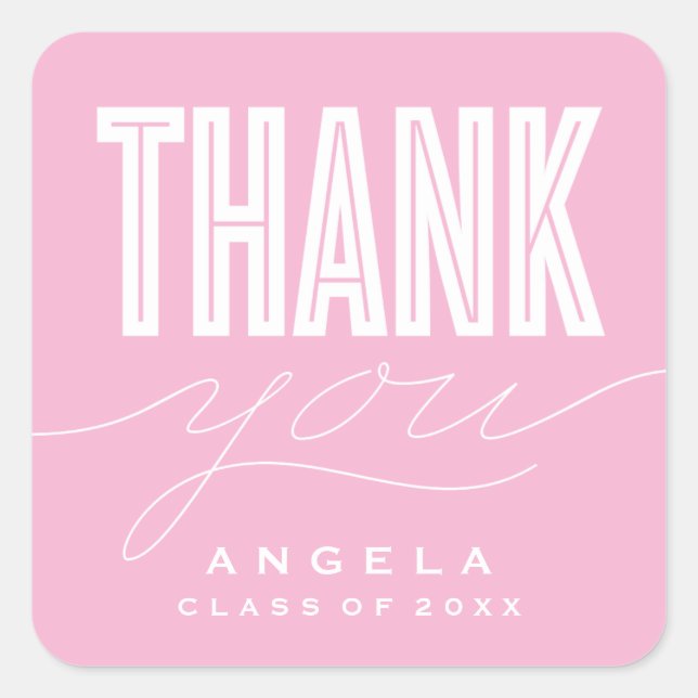 SIMPLY BOLD MODERN THANK YOU GRAD FAVOR STICKER (Front)