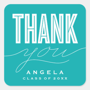 SIMPLY BOLD MODERN THANK YOU GRAD FAVOR STICKER