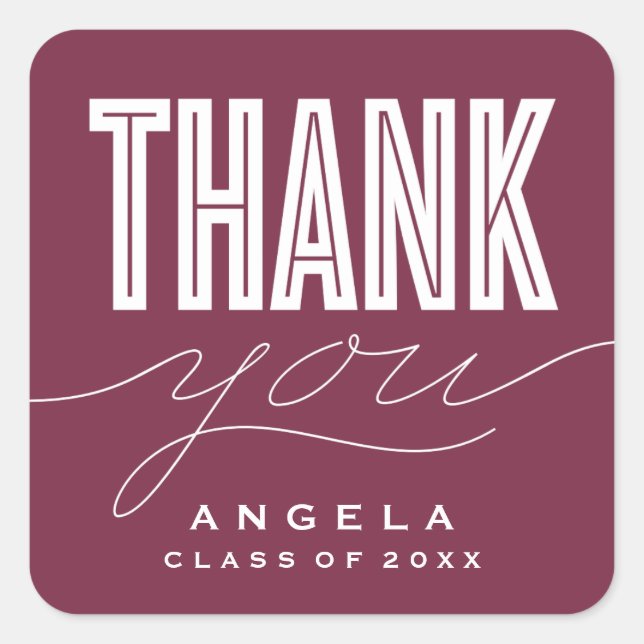 SIMPLY BOLD MODERN THANK YOU GRAD FAVOR STICKER (Front)