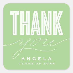 SIMPLY BOLD MODERN THANK YOU GRAD FAVOR STICKER