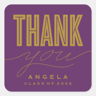 SIMPLY BOLD MODERN THANK YOU GRAD FAVOR STICKER
