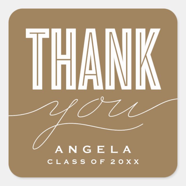 SIMPLY BOLD MODERN THANK YOU GRAD FAVOR STICKER (Front)