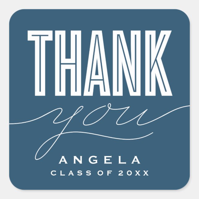 SIMPLY BOLD MODERN THANK YOU GRAD FAVOR STICKER (Front)