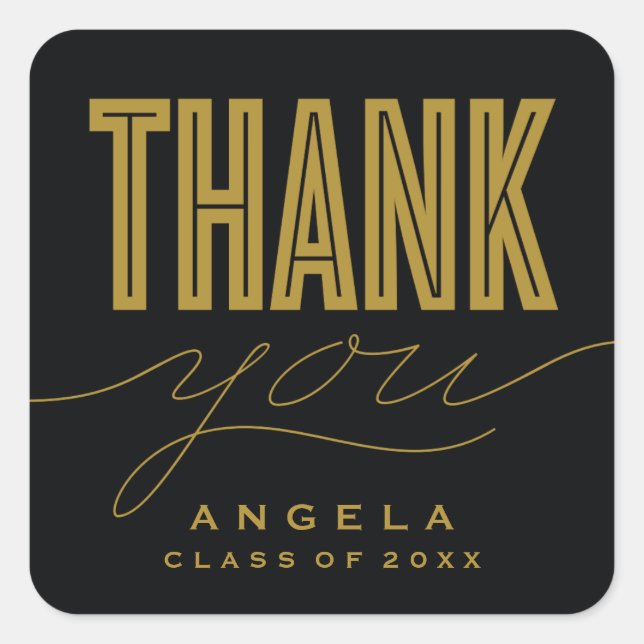 SIMPLY BOLD MODERN THANK YOU GRAD FAVOR STICKER (Front)