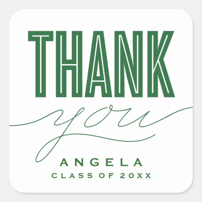 SIMPLY BOLD MODERN THANK YOU GRAD FAVOR STICKER (Front)