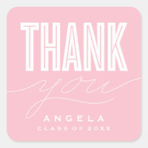 SIMPLY BOLD MODERN THANK YOU GRAD FAVOR STICKER