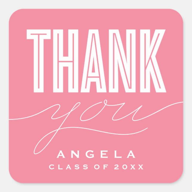 SIMPLY BOLD MODERN THANK YOU GRAD FAVOR STICKER (Front)