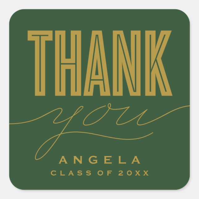 SIMPLY BOLD MODERN THANK YOU GRAD FAVOR STICKER (Front)