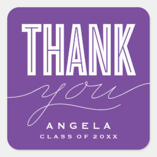 SIMPLY BOLD MODERN THANK YOU GRAD FAVOR STICKER