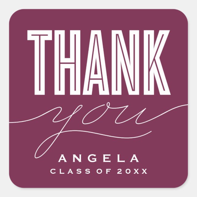 SIMPLY BOLD MODERN THANK YOU GRAD FAVOR STICKER (Front)
