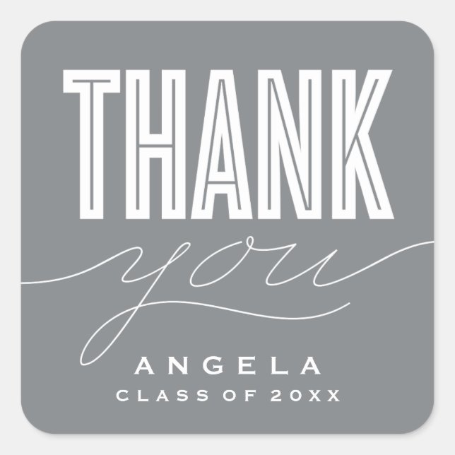 SIMPLY BOLD MODERN THANK YOU GRAD FAVOR STICKER (Front)