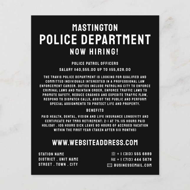 Simply Bold, Police Officer Law Recruitment Flyer (Front)
