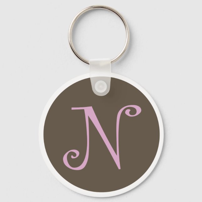Simply Brown & Pink Keychain "N" (Front)