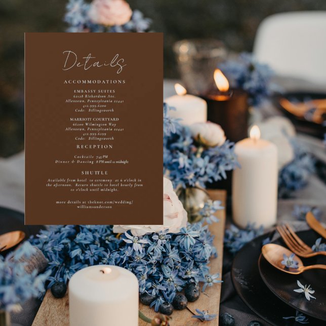 Simply Brown Wedding Details Enclosure Invitation (Creator Uploaded)