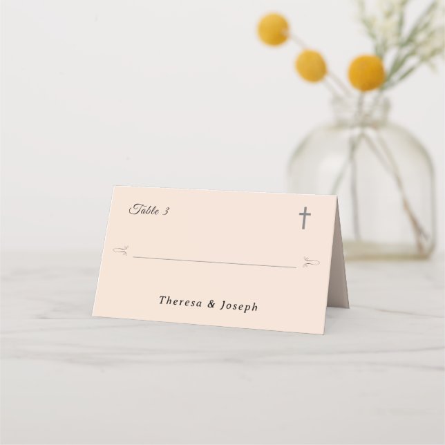 Simply Catholic Champagne Pink Place Card (Front)