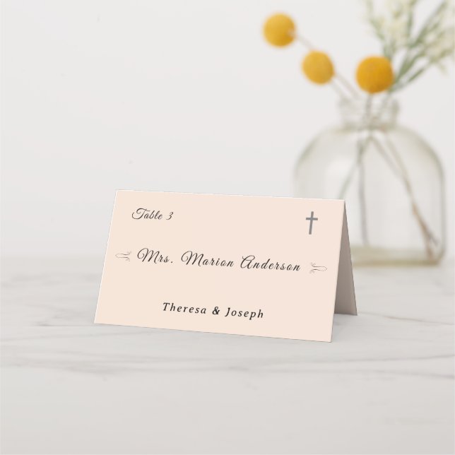Simply Catholic Champagne Pink Place Card (Front)