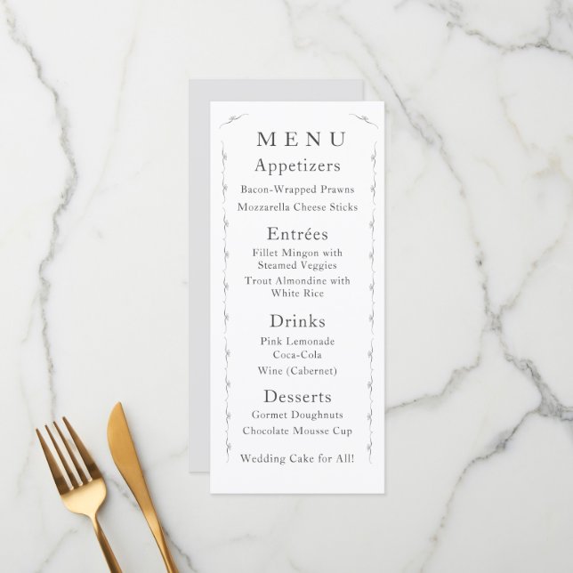 Simply Catholic White Wedding Menu (Front/Back In Situ)