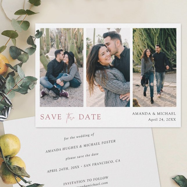 Simply Chic Custom Multi Photo Collage Wedding Sav Save The Date (Creator Uploaded)