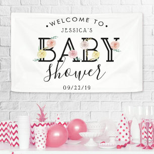 Simply Chic Floral Garden Baby Shower Welcome Banner