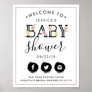 Simply Chic Floral Garden Baby Shower Welcome Poster