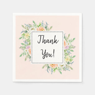 Simply Chic Floral Thank You Favour Napkin
