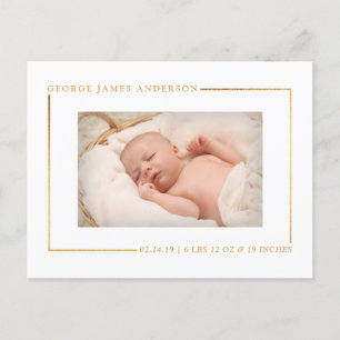 Simply Chic Gold Foil Photo Birth Announcement