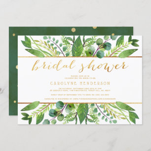 Simply Chic Greenery & Gold Bridal Shower Invitation