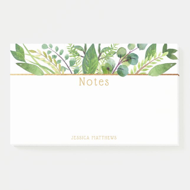 Simply Chic Greenery & Gold Foil Note Pad (Front)