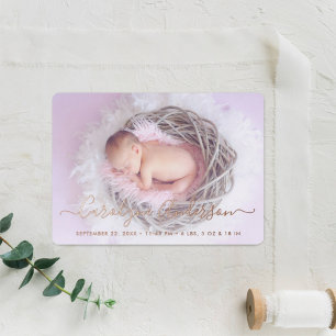 Simply Chic Lilac Polka Dots Birth Announcement