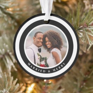 Simply Chic Married and Merry Photo Ornament